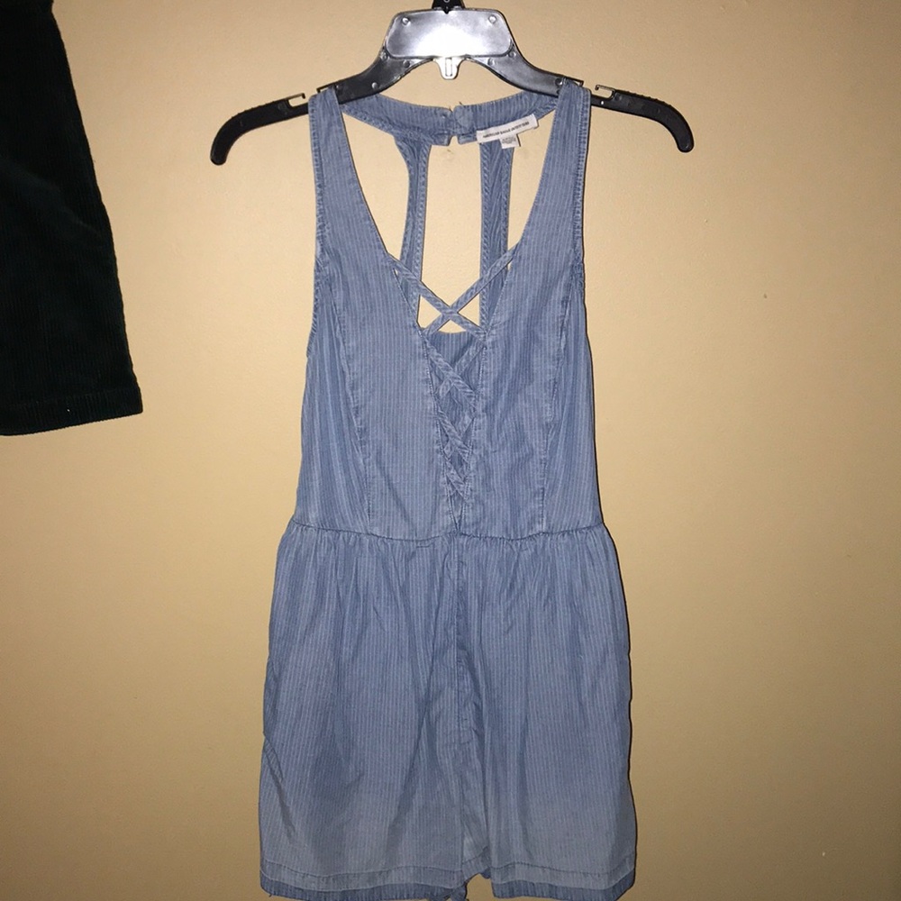 American Eagle striped jean romper never worn